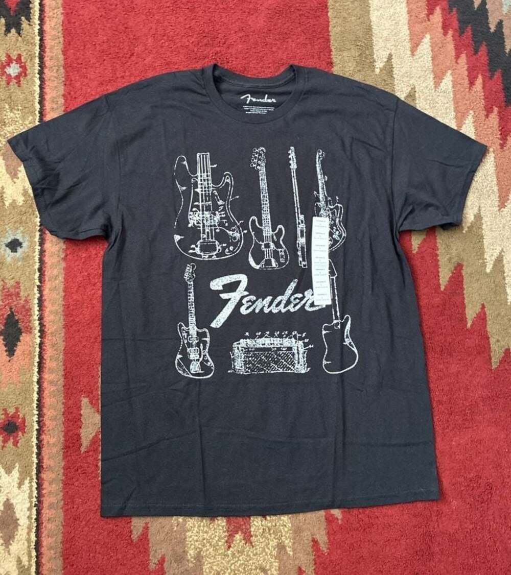 Fender Men's Guitar and Amp Schematic Graphic T-Shirt